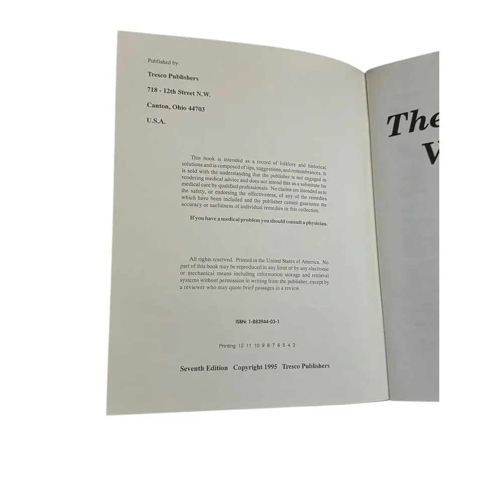 The Vinegar Book Emily Thacker 7th Edition 1995 Alternative Health Folklore‎